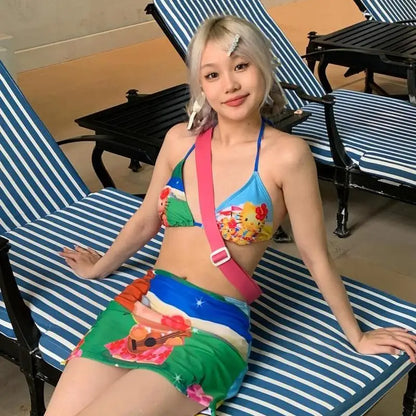 Summer Anime Cute Sanrio Hello Kitty Bikini Creative Suit Cartoon Sweet Swimsuit Pool Party Girls Kawaii Hot Sale Holiday Gift
